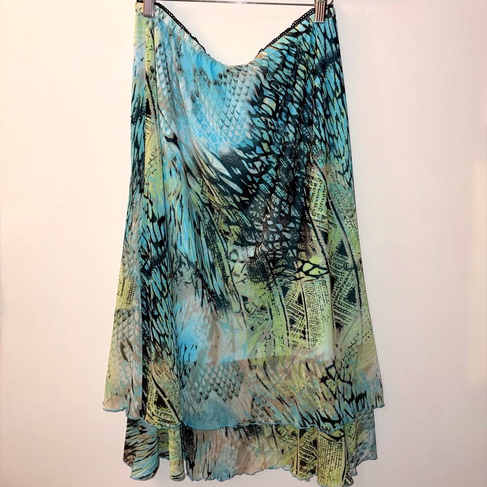 Collage-Printed Women's Ruffled Skirt